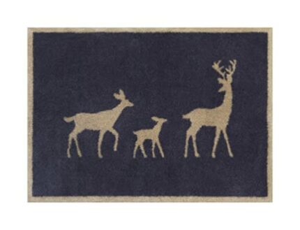 Turtle Mat Deer Family on dark ground - Highly absorbent Indoor barrier mat with Multi-Grip backing 60x85cm