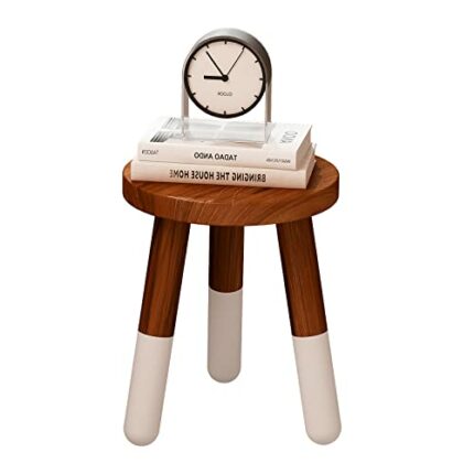 JOLLYMER Teak 9” Round Plant Stand |Wood Counter Stool |Dip Dyed Wood Plant Stand, Riser |Wood Accent Stool ||Accent Table |Side Table | (12" Tal