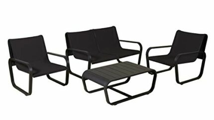 Les Jardins Garden Lounge Set - 4 Seater - Charcoal Grey - Consists of a Coffee Table, Sofa and Two Armchairs