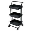 UXZDX Kitchen furniture Multi-Layer Steel Frame Wood Partition Multifunction Organizer Cart With Wheels Kitchen trolley (Color : A, Size : 3-Tier