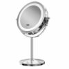 Gospire 10x Magnified Lighted Makeup Mirror Double Sided Round Magnifying Mirror Standing 360 Degree Swivel Vanity Mirror Battery Operated 7 Inch