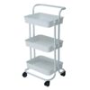 UXZDX Kitchen furniture Multi-Layer Steel Frame Wood Partition Multifunction Organizer Cart With Wheels Kitchen trolley (Color : A, Size : 3-Tier