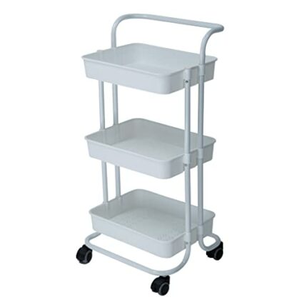ZYZMH Kitchen furniture Multi-Layer Steel Frame Wood Partition Multifunction Organizer Cart With Wheels Kitchen trolley (Color : D, Size : 3-Tier