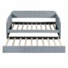 WALNUT Upholstered Daybed Sofa Bed Twin Size With Trundle Bed And Wood Slat, Gray
