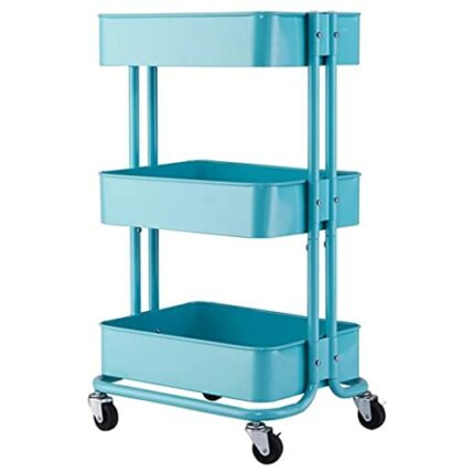 ZCMEB 3 Tier Rolling Cart With Wheels Metal Utility Cart Storage Organizer Trolley Cart For Kitchen Bathroom (Color : White-style, Size : 1pcs)
