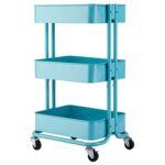 UXZDX 3 Tier Rolling Cart With Wheels Metal Utility Cart Storage Organizer Trolley Cart For Kitchen Bathroom (Color : White-style, Size : 1pcs)