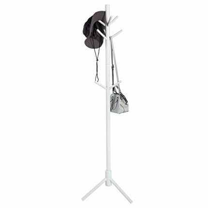 Coat Stand Rack with 9 Hooks,Free Standing Wooden Tree Style Coat Hat Rack Bag Clothes Garment Hanger Stand Bedroom Home Office Decor Easy Assemb