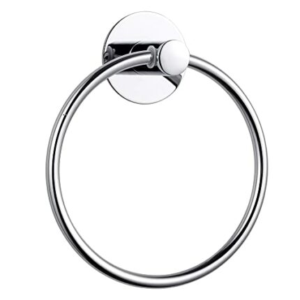 Hoomtaook Towel Holder Towel Ring Nail Free, Stainless Steel, Bathroom Accessories No Damage Adhesive Wall Mouted, Rustproof, Chrome Plated