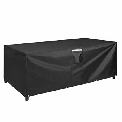 SONGMICS Garden Furniture Cover 213 x 132 x 70 cm 600D Oxford Fabric Garden Table Cover Waterproof Colourfast Rectangular Black GFC213BK