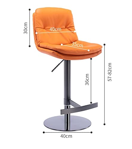 Orange Swivel Barstools Set of 2 with Backs Bar Chair Counter Height Adjustable Kitchen Island Titanium Black Brushed Stainless Steel Nappa Leath