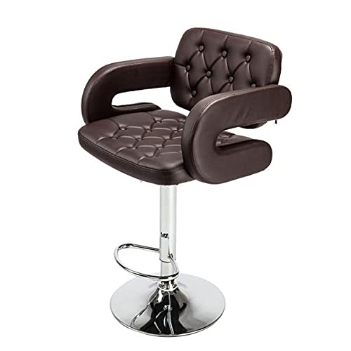 WALNUT 2pcs Adjustable High Type with Disk armrest Square Backrest Button Design Bar Stools Spa Tattoo Massage Salon Furniture