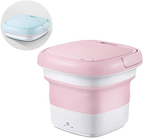 Portable Washing Machines, Mini Folding Washing Machine with Ultrasonic, Automatic Underwear Washer, Baby Fre(mini washing machine) (Pink)