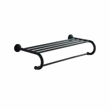 N/A Oil Rubbed Bronze Towel Racks, Bathroom Towel Shelf with Foldable Towel Bar Holder and Towel Hooks, Wall Mounted Multifunctional Double Towel