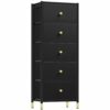 YITAHOME Chest of Drawer with 5 Drawers PU Leather Storage Drawers Dresser Vertical Chest Sturty Metal Frame for Bedroom Living Room Hallway Nurs
