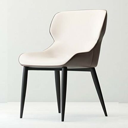Kitchen Dining Room Furniture Chairs Faux Matte Leather Dining Chairs With Black Metal Legs And Backrest Leather Chairs (Color : White)