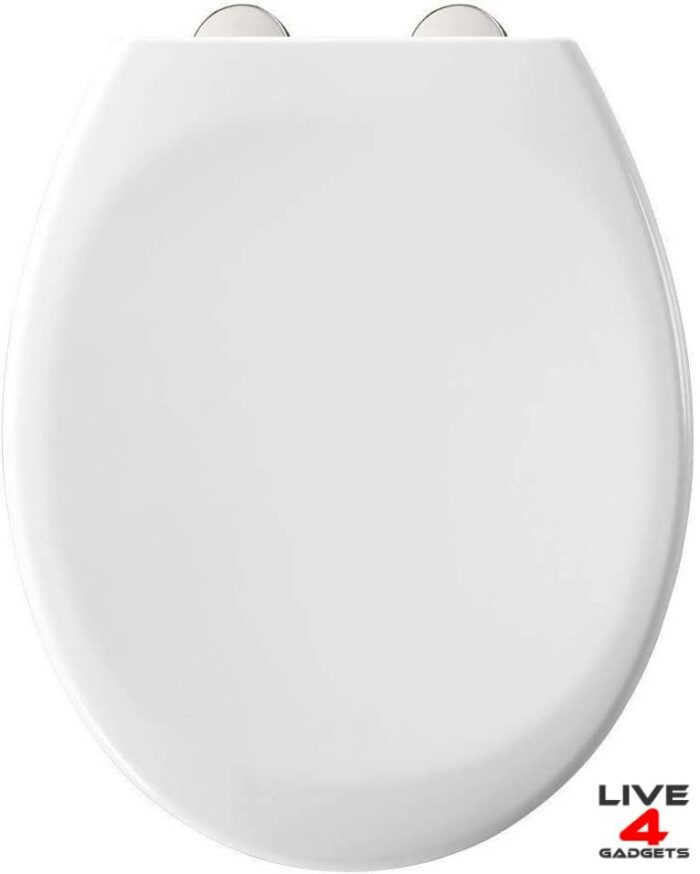 Live4Gadgets Slow Soft Close Toilet Seats White, Top Fixing, Stay Tight Toilet Lid Oval Shape, Heavy Duty Urea-Formaldehyde Anti-Bacterial Materi