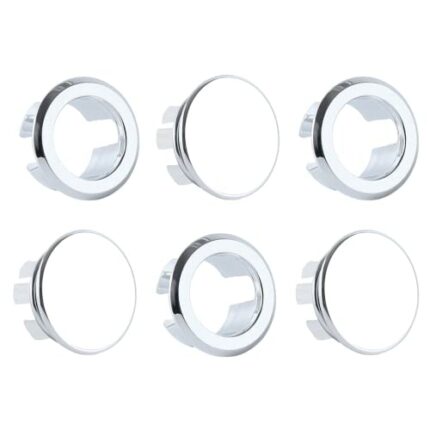6 Pack Kitchen Bathroom Washing Basin Sink Overflow Covers & Rings, Chrome Plating Round Sink Overflow Cap, Cover Insert in Hole Spares(3 Rings &