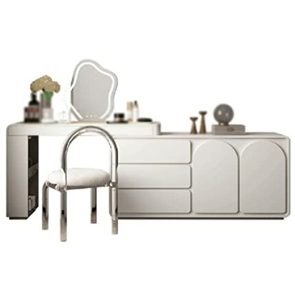 CZDYUF Dressing Table Bedroom Storage Storage Cabinet Vanity Table Corner Retractable Wood Vanity