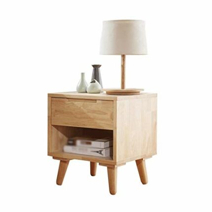 LUKEO Bedside table - Chair Side Table Vintage Night Stand With Storage Shelf Corners Bedside Beside Cabinet for Living Room Bedroom Office Use 4