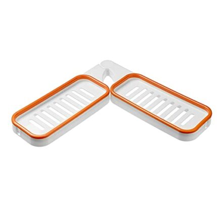 Bathroom Corner Shower Shelf, 1pc Wall Mounted Punch-free Corner Storage Rack Shower Corner Can be Rotated 180 Degrees, Suitable for Washstand or
