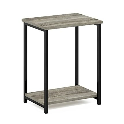 Furinno Metal Frame End Table, Engineered Wood, French Oak, 1-Pack