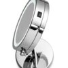 Croydex Chrome Illuminated Battery Operated Pedestal Mirror with 3x magnifying, H:30cm x W:12cm x D:18cm, MM703000E