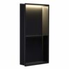 Bernkot Stainless Steel Shower Niche 24" X 12" Matte Black Double Shelves with Led Light No Tile Needed Recessed Shower Shelf for Bathroom