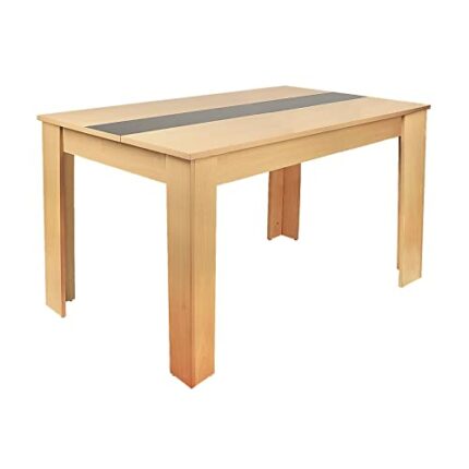 WALNUT European dining table height Particleboard dark wood with beech grain finish for living room and kitchen (Color : Argento)