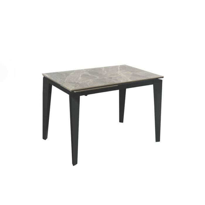 SOLOLED Extending Table from 120 cm to 170 cm Modern Dining Room with an Extension Ceramic Top on Tempered Glass and Metal Legs Width 80 cm for 6