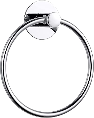 YUET Towel Holder Towel Ring Rail Self Adhesive Towel Holder,Stainless Steel Bathroom 7.08 inches/18cm,Wall Mounted 3M Self Adhesive Hand Towel R