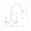 ENKI, Dorchester, KT059, Antique Oil Rubbed Bronze Dual Flow Kitchen Sink Mixer Tap for Basin, Twin White Levers Swivel Spout Perfect for Double
