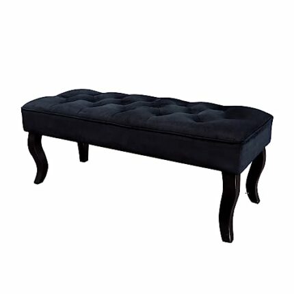 NEWIMAGE Dutch Velvet Ottoman Bench Modern Bedroom Benches Footrest Stool Accent Bench Blue Sofa Stool for Entryway Dining Room Living Room Bedro