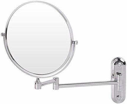 Dproptel 8 Inch Wall Mounted Shaving Mirror Extending Folding Double Side Cosmetic Make up 5xMagnification Bathroom Makeup Mirror