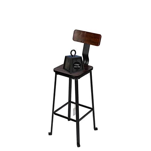 WALNUT 2pcs Counter Height Bar Stools with Backrest Industrial Vintage Barstools Tall Bar Chair for Bistro Pub Bar Patio