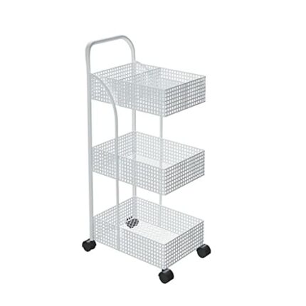 BHVXW Scandinavian Iron Shelves Bedroom Kitchen Metal Removable Bathroom Storage Rack With Wheels Trolley