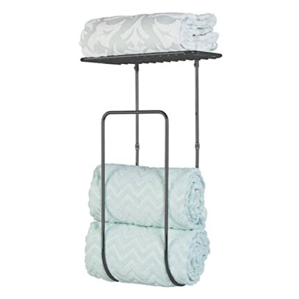 mDesign Towel Rail — Wall-Mounted Storage Solution for Bathroom Accessories — Towel Rack for Storing Face Cloths, Hand Towels, Bath Towels and Mo