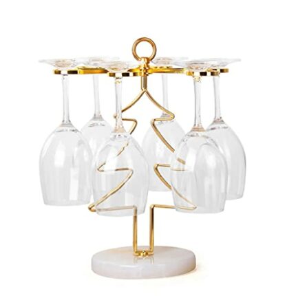 LUKEO Wine Glass Holder, Christmas Tree Countertop Wine Glass Holder, Elegant Freestanding Table Top Goblet Wine Glass Holder