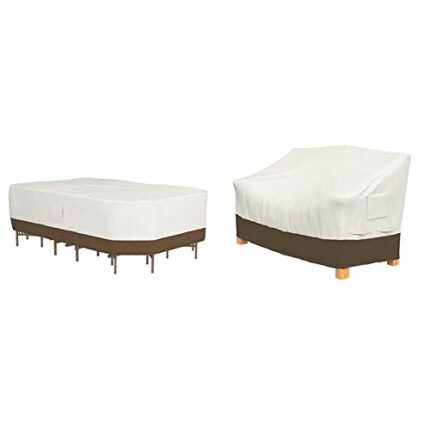 Amazon Basics Rectangular/Oval Patio Table and Chair Set Cover, Large & 2-Seater Bench Cover