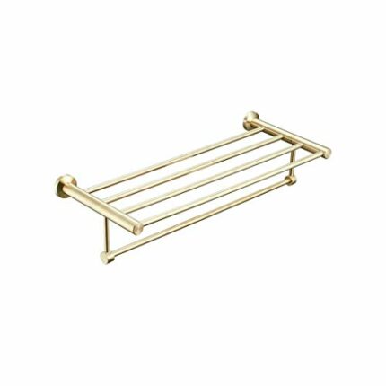 TBIIEXFL Bathroom Towel Rack Golden Brush Towel Holder Storage Towel Rack Shelf Wall Mounted Brushed Stainless
