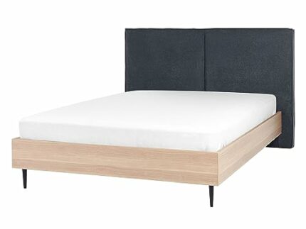 Beliani Modern EU Double Size 4ft6 Bed Upholstered Headboard Dark Grey Izernore