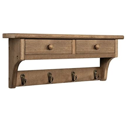 Emfogo Coat Hooks Wall Mounted, Rustic Wood Coat Rack Wall Mount Shelf with Hooks, Farmhouse Wall Coat Rack with Shelf & Vintage Coat Hook for En
