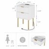 AEPOALUA Nightstand with Charging Station,Small Bedside Table with Two Drawers,End Table with Gold Frame,Night Stand,Bedside Furniture,2 Drawer D
