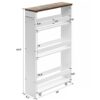 ZCMEB 4-layer Rolling -thin Practical Storage Cart Tower Kitchen Storage Box Handle White Storage Cart