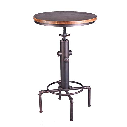 Topower Industrial Bar Table 31.5-41.3" Adjustable Pub Table Kitchen Dining Coffee Bistro Table