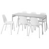 IKEA LIDÅS/GRÅSALA table and 6 chairs, 160 cm, grey/white white