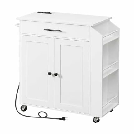 JJZXD Home, Kitchen And Dining Room With Spice Rack And Drawer Rolling Kitchen Cart with Power Outlet