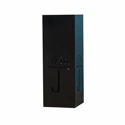 WALNUTA Metal Umbrella Stand Rack, for Canes Walking Sticks, Square Free Standing Umbrella Holder, with Hooks (Color : Svart)