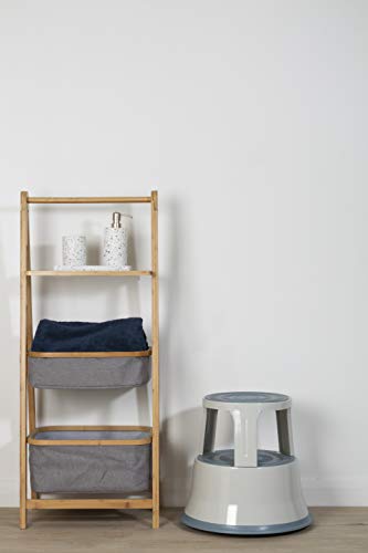 Premier Housewares 2 Tier Step Stool, Rubber and Steel, Light Grey