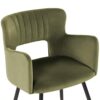 Beliani Set of 2 Modern Dining Chairs Velvet Seat with Armrests Tufted Olive Green Sanilac