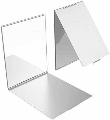 YoungRich 1 Pcs Little Travel Mirror Portable Folding Mirror Pocket Compact Makeup Mirror for Make Up Hair Styling and Shaving 17x13x0.5 cm Silve